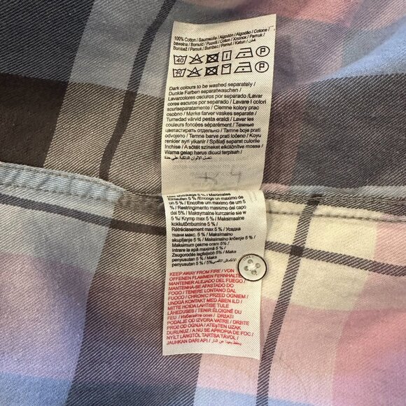 Only Blue Behavior Pastel Plaid Shirt Womens Size 36 Button Down Long Sleeve - Picture 6 of 6